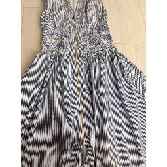 Anthropologie The Tommie Cap-Sleeve Smocked Front-Zip Shirt Dress Shine Sz S - Picture 7 of 11